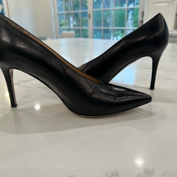 275 CENTRAL Black classic leather pointy toe pumps size 39.5 - Picture 2 of 6